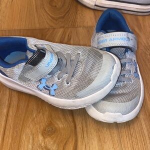 Under Armour Kids Gray and Light Blue Slip-On Sneakers